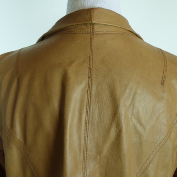 BEBE VICUNA LEATHER brown drape WATERFALL jacket XS vintage boho hippie - Picture 7 of 8